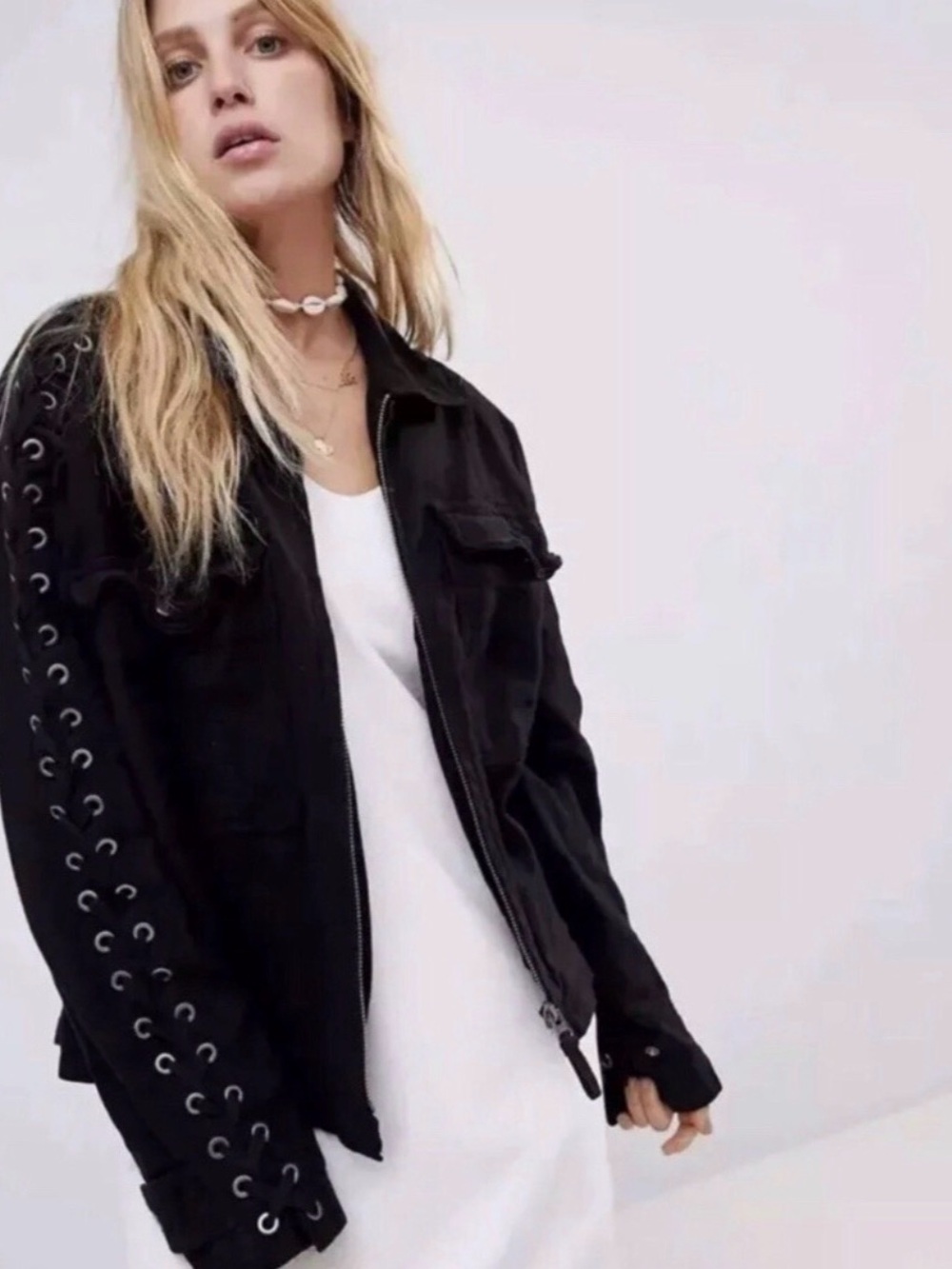Free People Faye Black Military Jacket - Size XS - Picture 3 of 9